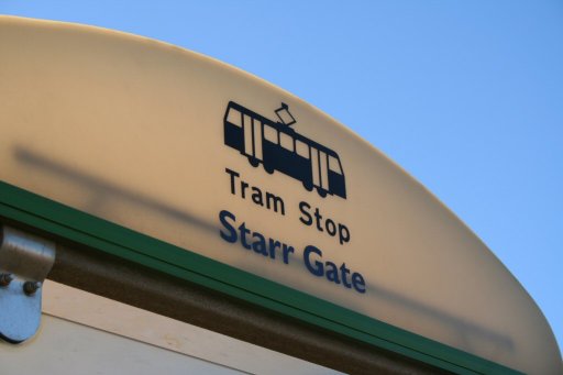 Blackpool Tramway sign at Starr Gate stop