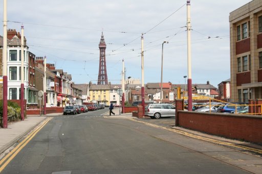Blackpool Tramway route at Blundell Street, Blackpool