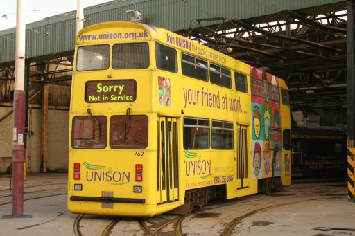 Blackpool Tramway tram 762 at Rigby Road depot