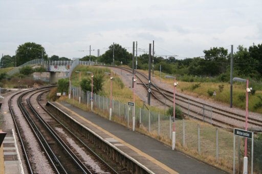 Croydon Tramlink wimbledon route at Mitcham Junction stop