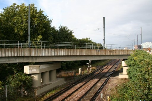 Croydon Tramlink wimbledon route at Wandle Park viaduct