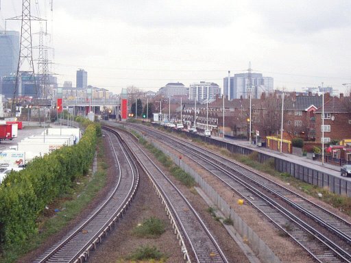 Docklands Light Railway Beckton route at Custom House for ExCel