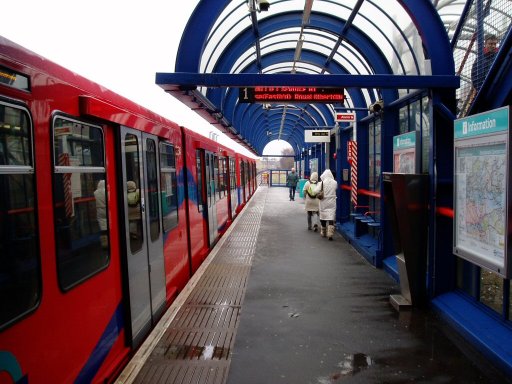 Docklands Light Railway station at platform