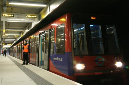 Docklands Light Railway unit 07 at Woolwich Arsenal