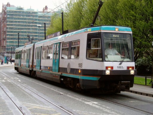 Metrolink tram 1003 at Mosley St.