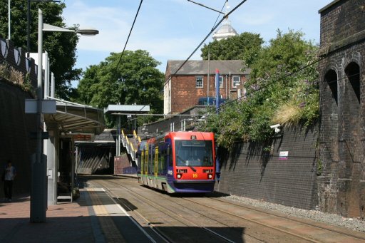 Midland Metro tram 16 at Bilston Central stop
