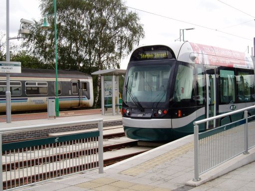 Nottingham Express Transit tram 202 at Hucknall stop