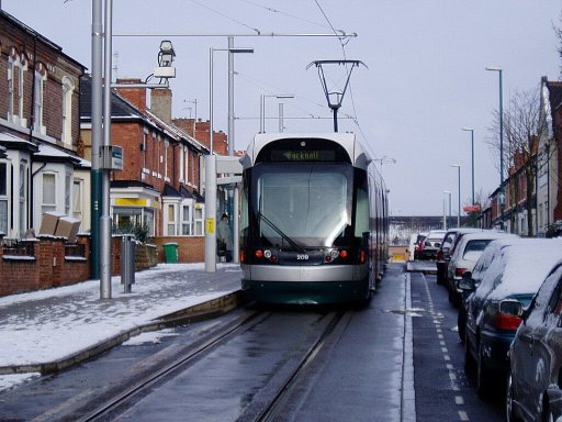 Nottingham Express Transit tram 209 at Beaconsfield Street stop