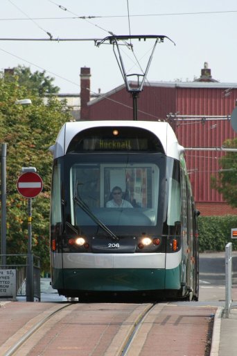 Nottingham Express Transit tram 206 at between Shipstone Street and Wilkinson Street