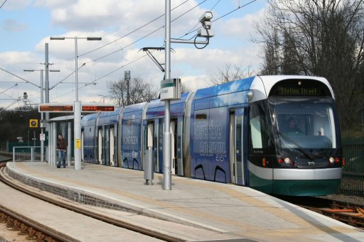 Nottingham Express Transit tram 213 at Bulwell Forest stop