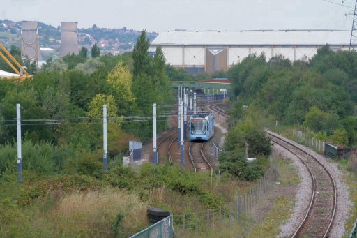 Sheffield Supertram Meadowhall route at between Attercliffe and Arena