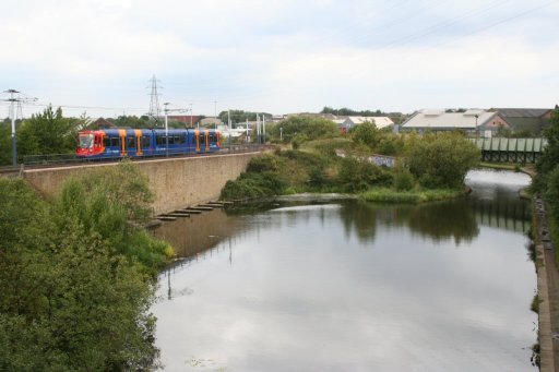 Sheffield Supertram Meadowhall route at between Attercliffe and Arena