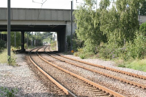 Croydon Tramlink wimbledon route at between Waddon Marsh and Ampere Way