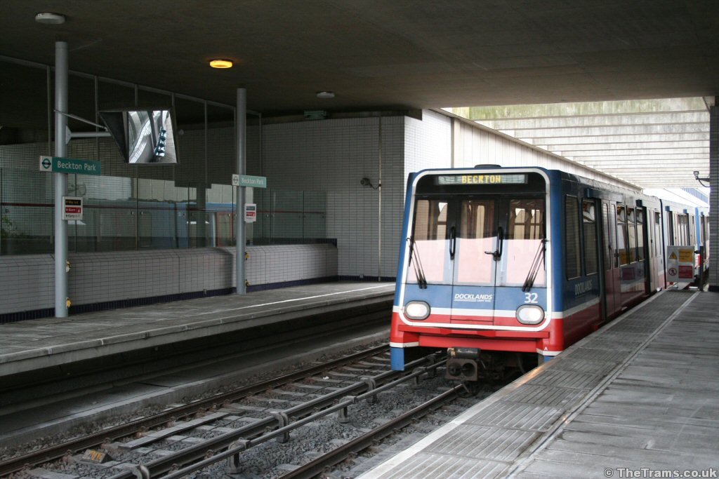 Picture of Docklands Light Railway unit 32 at Beckton Park station ...
