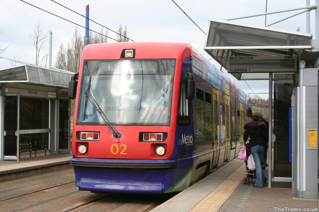 Picture of Midland Metro tram 02 at Black Lake stop : TheTrams.co.uk